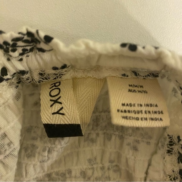 Roxy Medium White Lightweight Summer Dress Black Floral Pattern - Picture 6 of 14